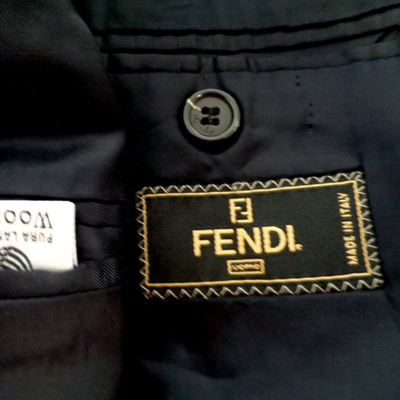 FENDI MEN NAVY BLUE SPORTS JACKET SIZE 37 R - Picture 11 of 12